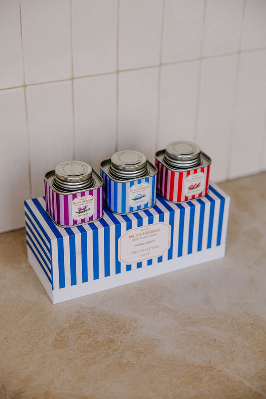 Isla's Hierbas The Collection — set van 3 blikjes op de cadeaubox